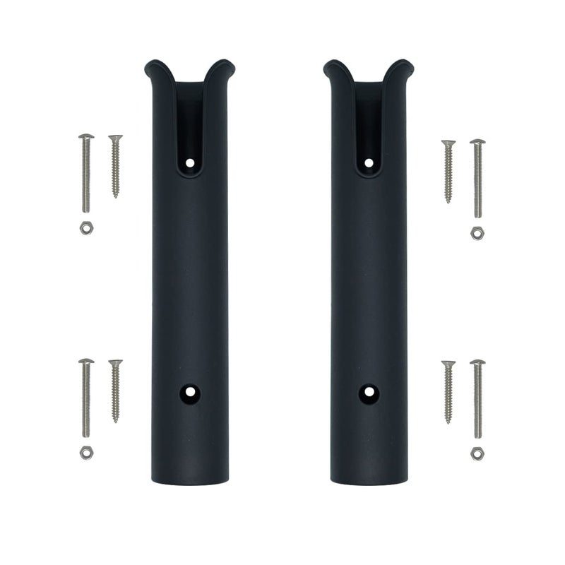 HiUmi Wall Mounted Fishing Rod Holders Tubes Links Fishing Rod Holder Rack Rests (2-TUBE Black-HiUmi) - Image 1